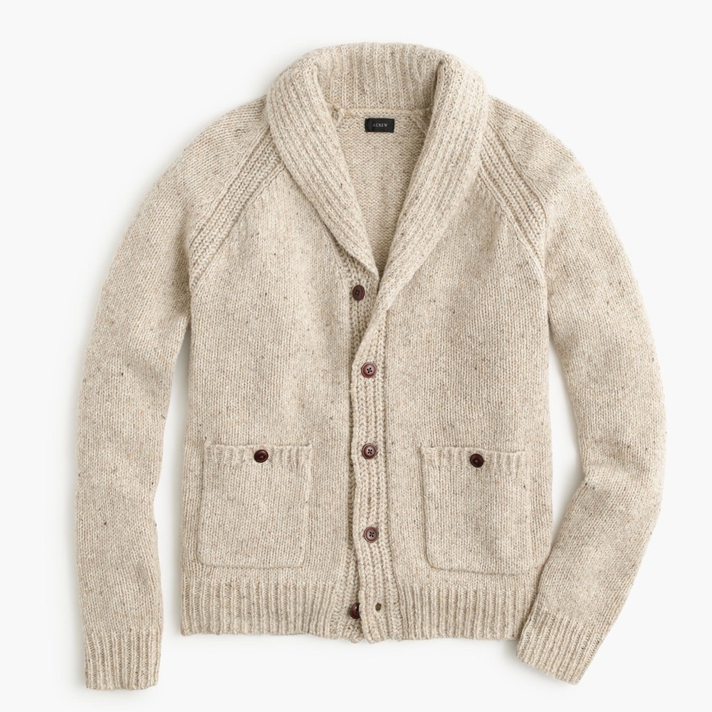 J. Crew Italian Wool Shawl Collar Cardigan Sweater